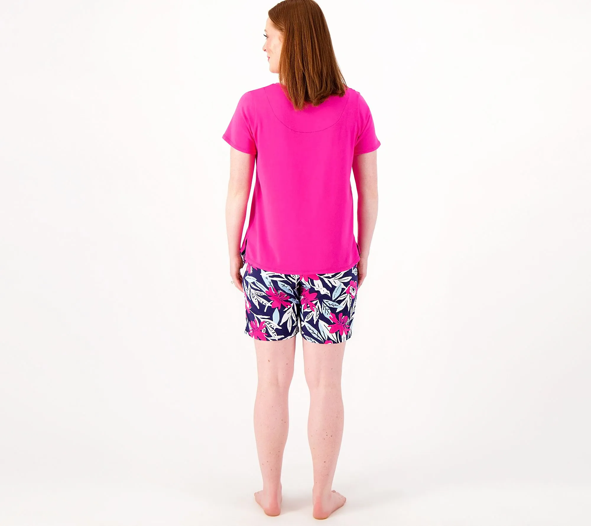 "As Is" Cuddl Duds Cotton Core Scoop Tee and Shorts Pajama Set