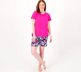 "As Is" Cuddl Duds Cotton Core Scoop Tee and Shorts Pajama Set