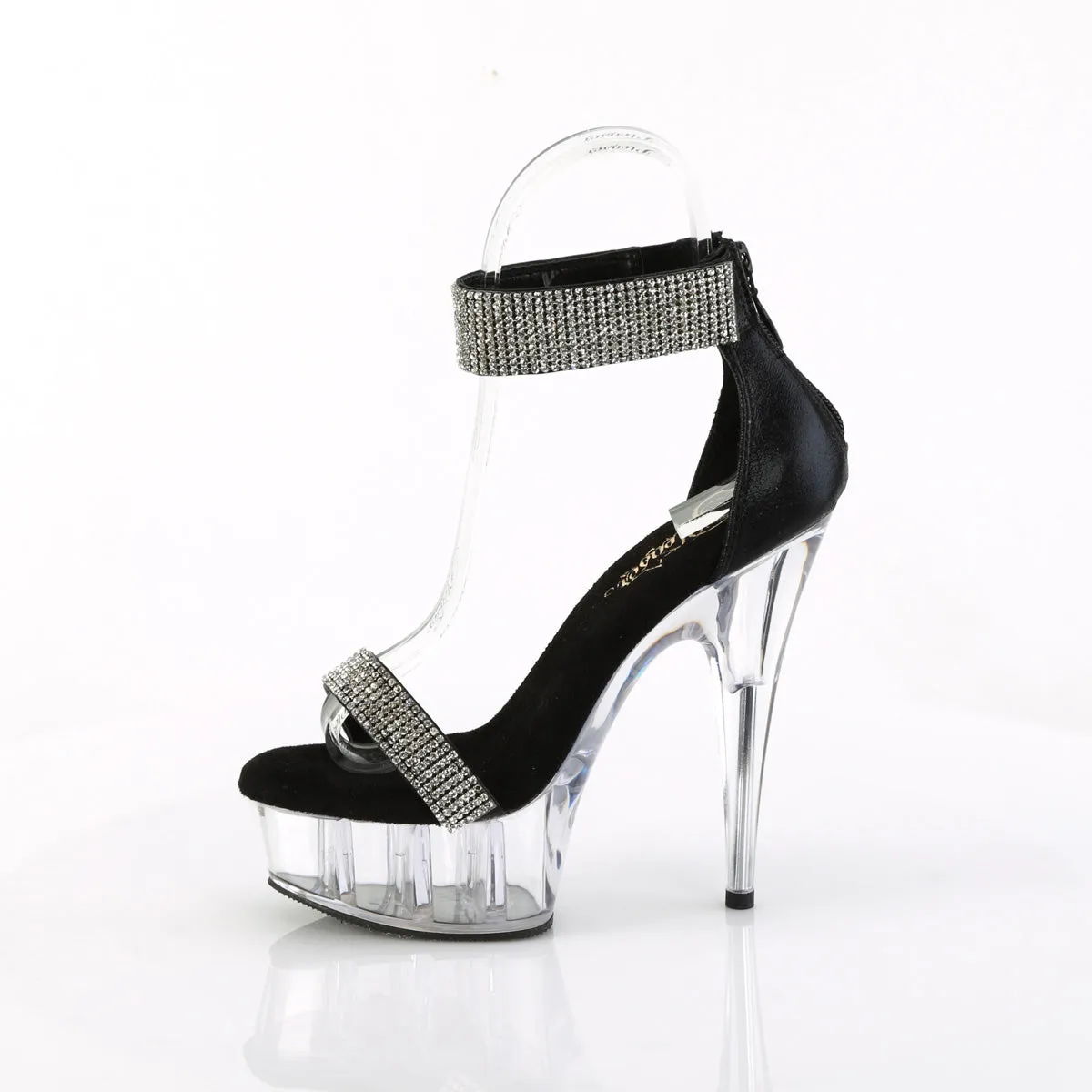 6 Inch Heel DELIGHT-641 Black Shimmery Fabric