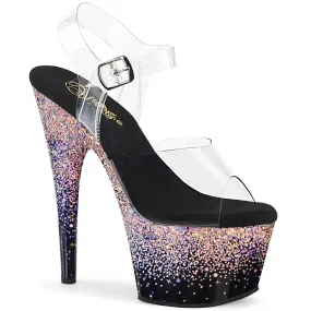 7 Inch Heel ADORE-708SS Clear Black Dusty Glitter