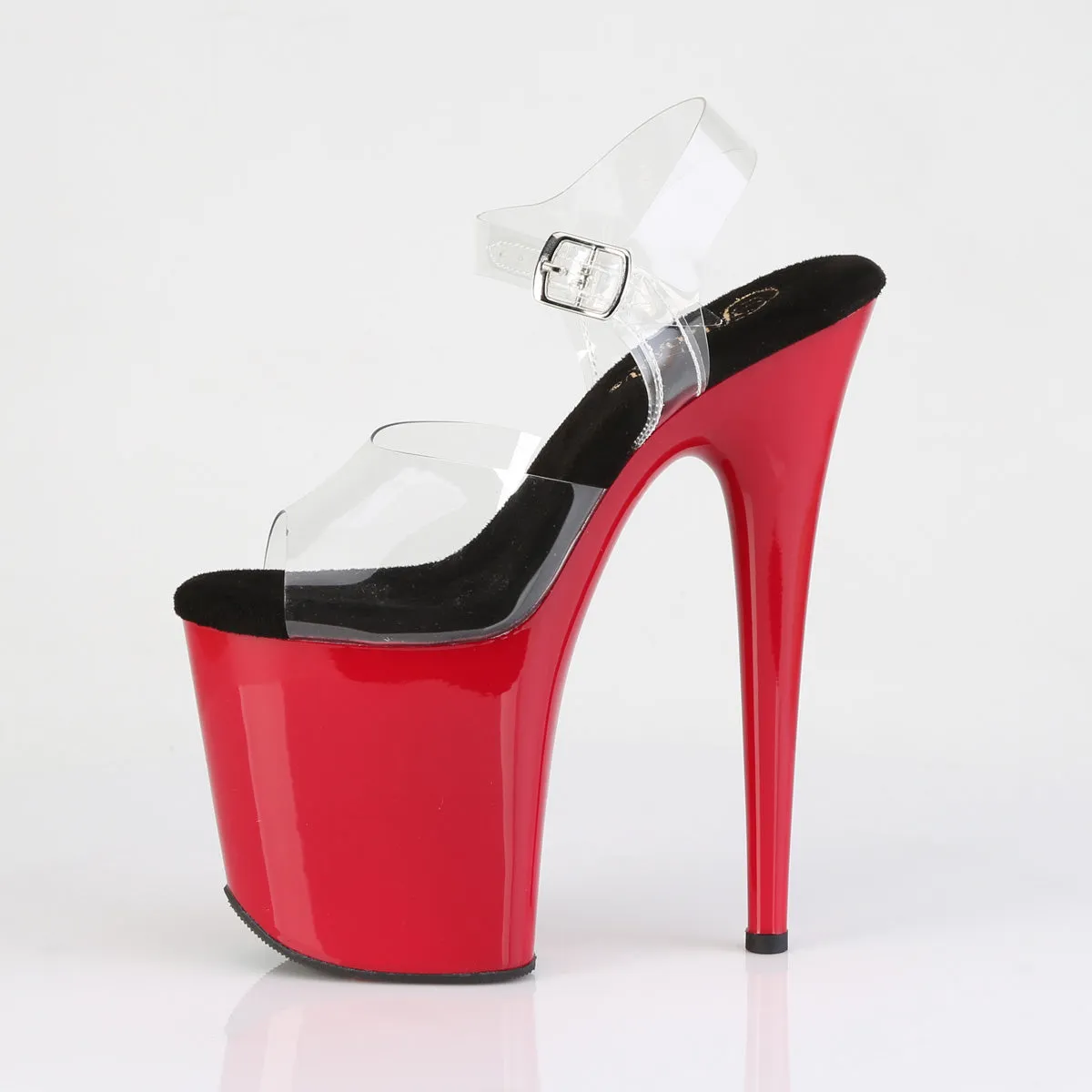 8 Inch Heel FLAMINGO-808 Clear Black Red