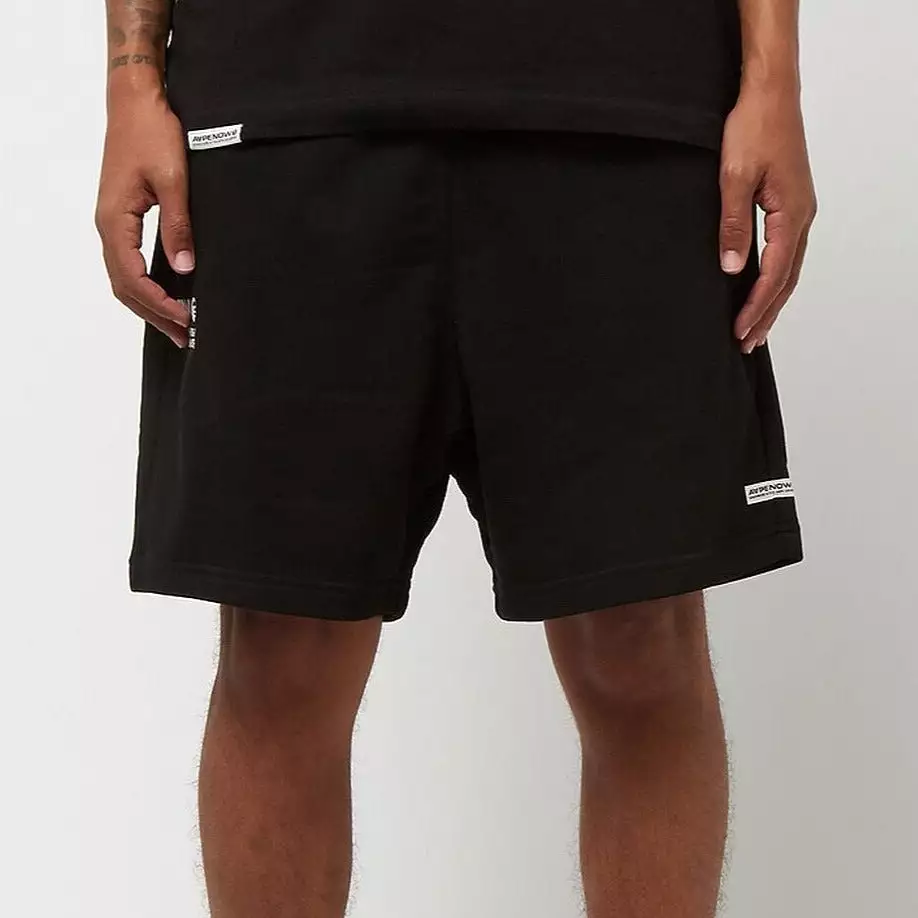 AAPE By Bathing Ape Embroidered Badge Sweat Shorts Black [6952]