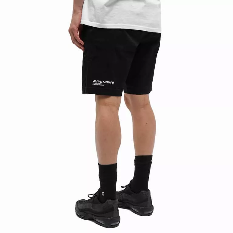 AAPE By Bathing Ape Now Badge Woven Shorts Black [6948]