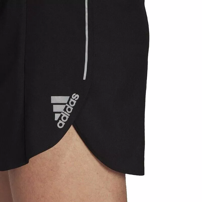 adidas Mens Own The Run Split Running Shorts Black Reflective Gym Fitness