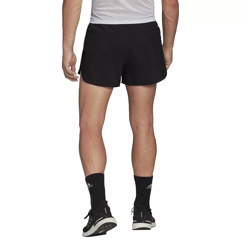 adidas Mens Own The Run Split Running Shorts Black Reflective Gym Fitness