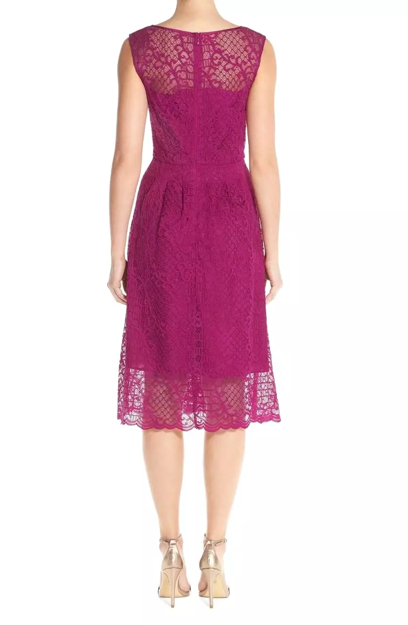 Adrianna Papell - 15250960 Bateau Neck Flare Lace Dress