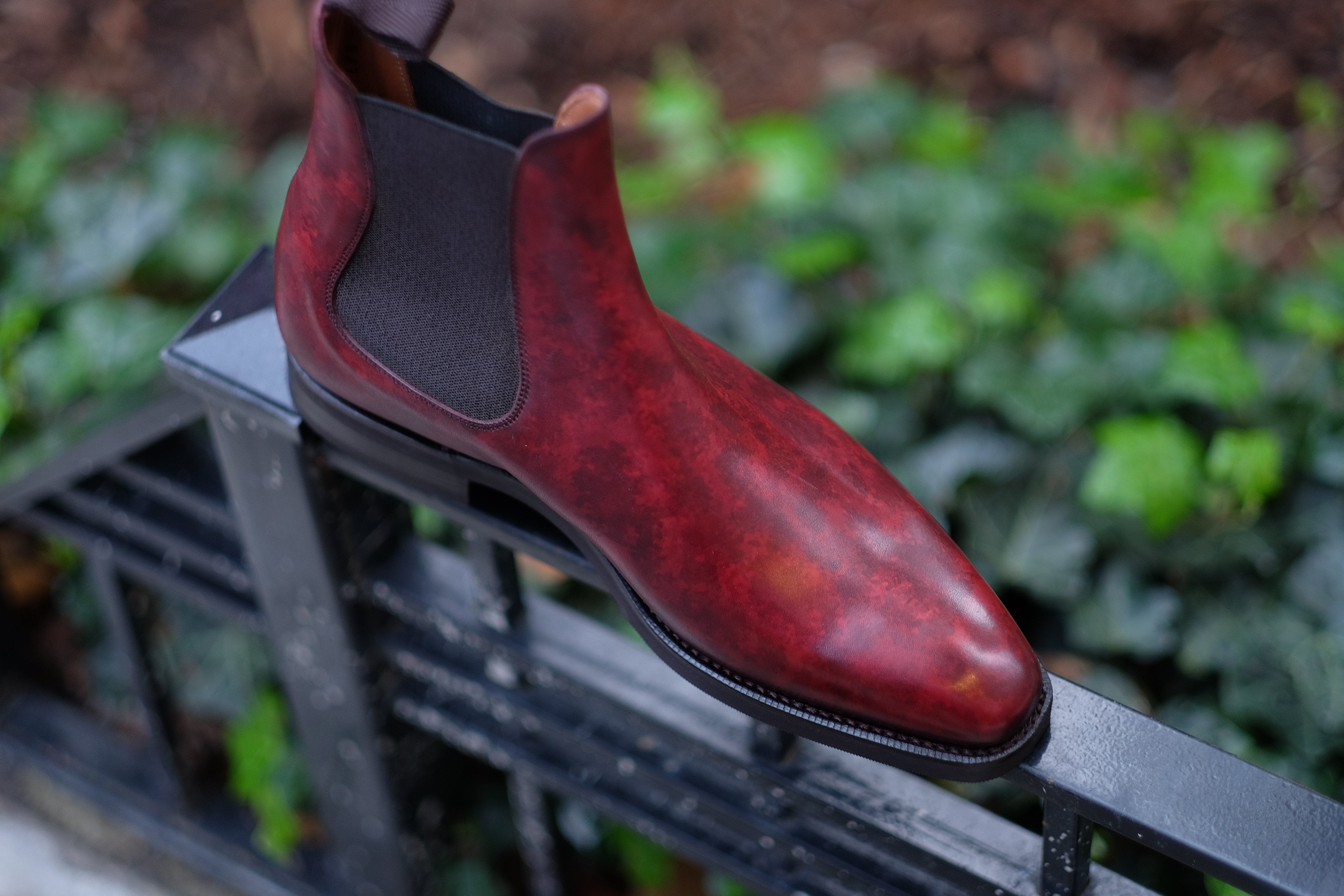 Alki - MTO - Burgundy Marble Patina - LPB Last - City Rubber Sole