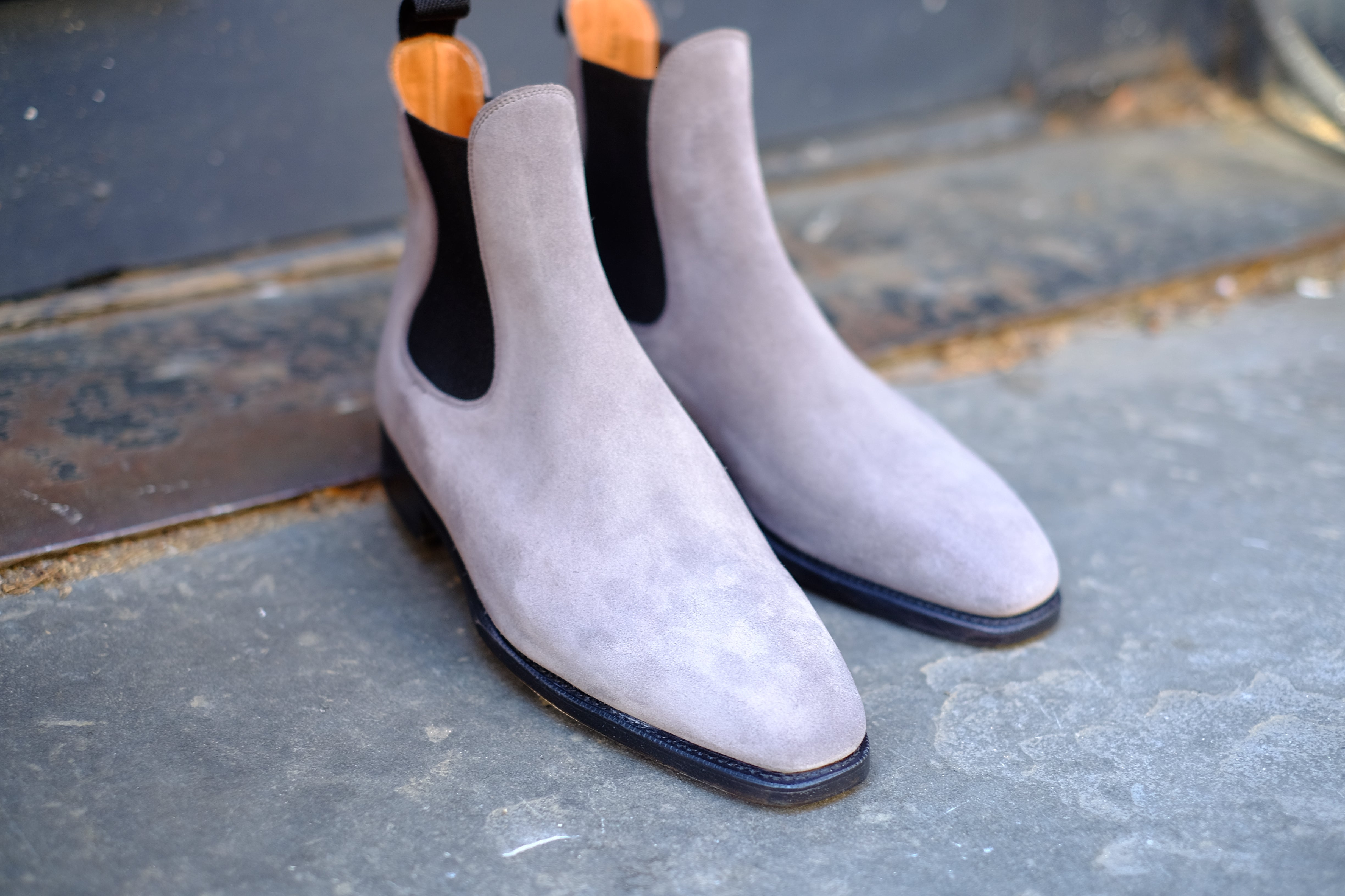 Alki - MTO - Light Grey Suede (Shingle) / Black Gore - MGF Last - Single Leather Sole