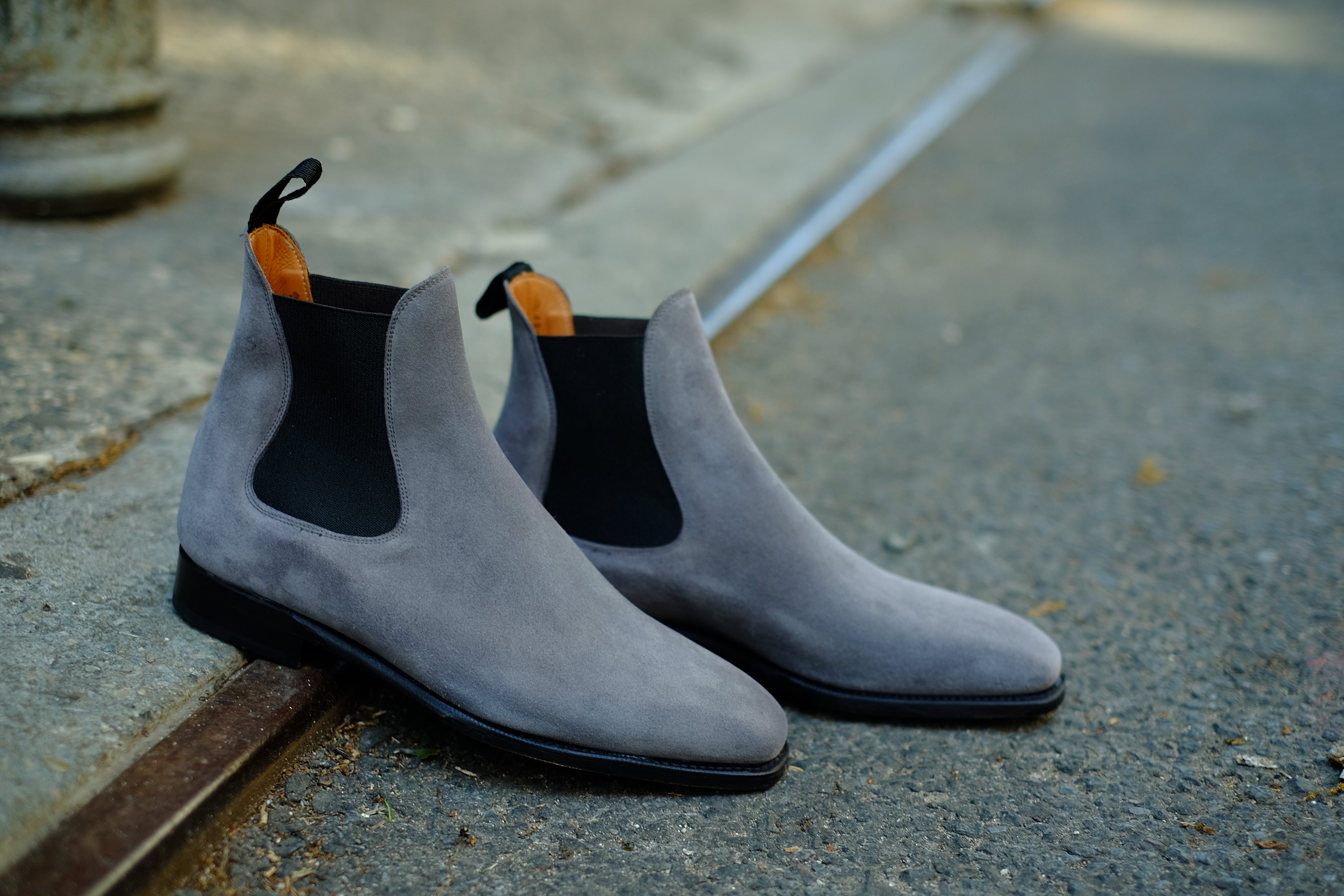 Alki - MTO - Light Grey Suede (Shingle) / Black Gore - MGF Last - Single Leather Sole