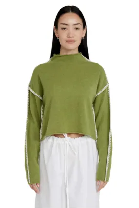 Annie Cashmere Cropped Sweater - Green