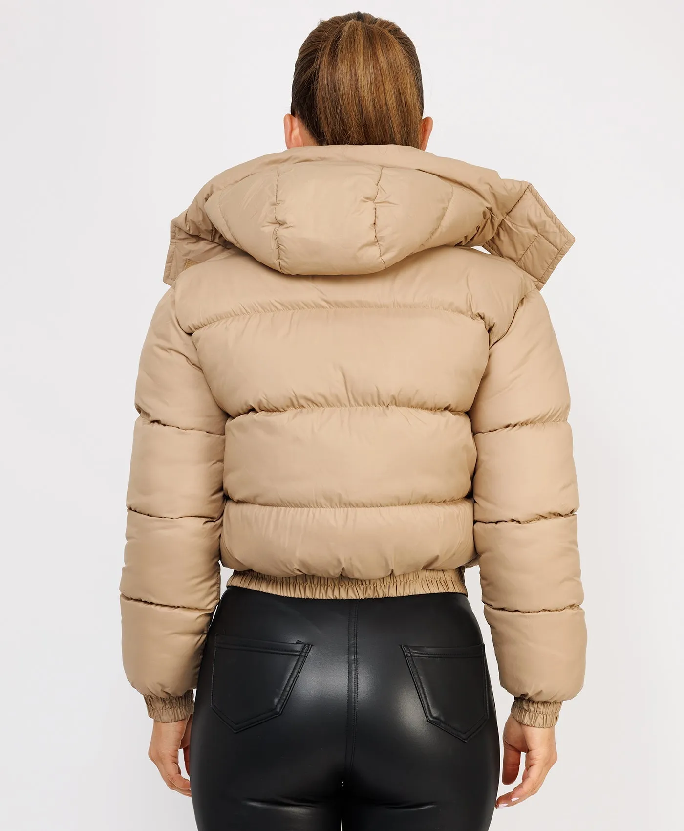 Beige Quilted Padded Hooded Puffer Jacket