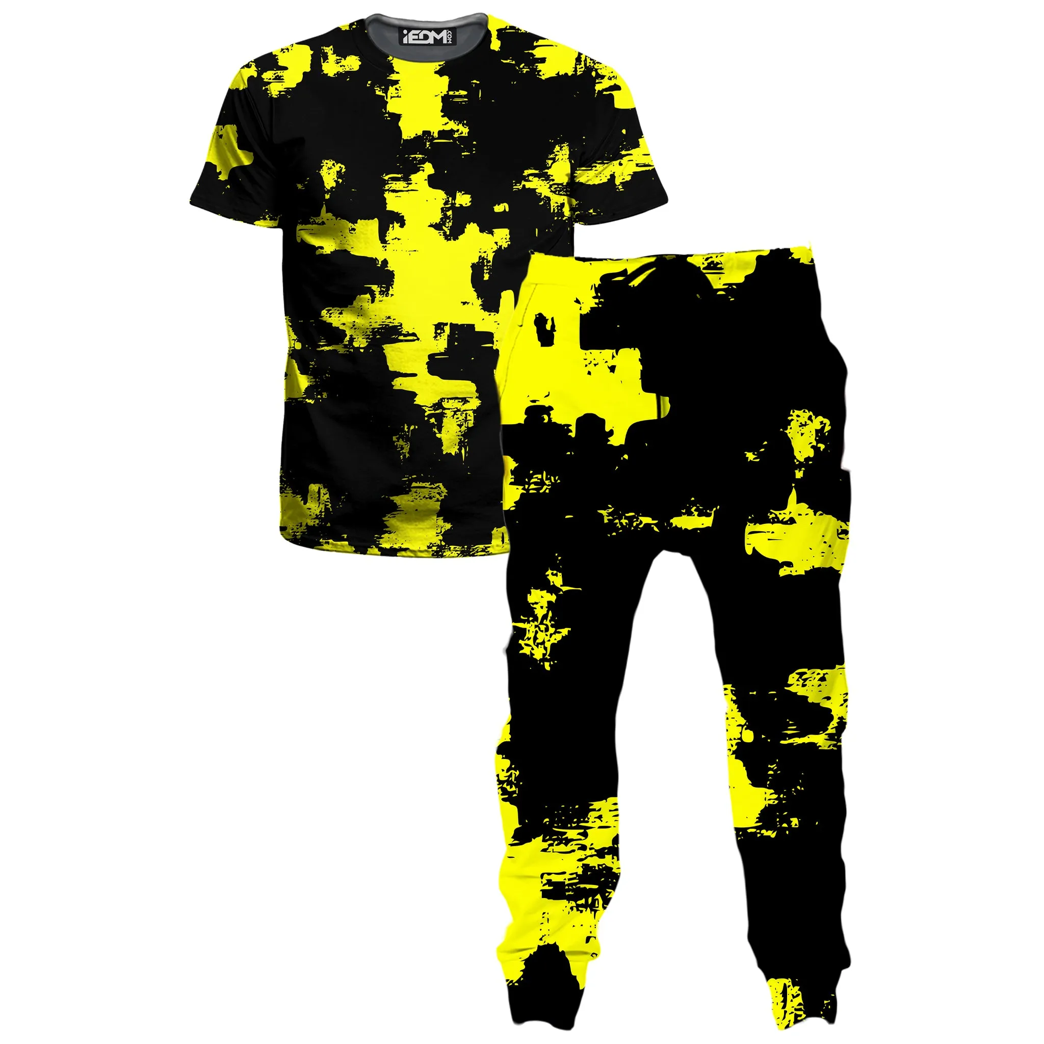 Black and Yellow Abstract T-Shirt and Joggers Combo