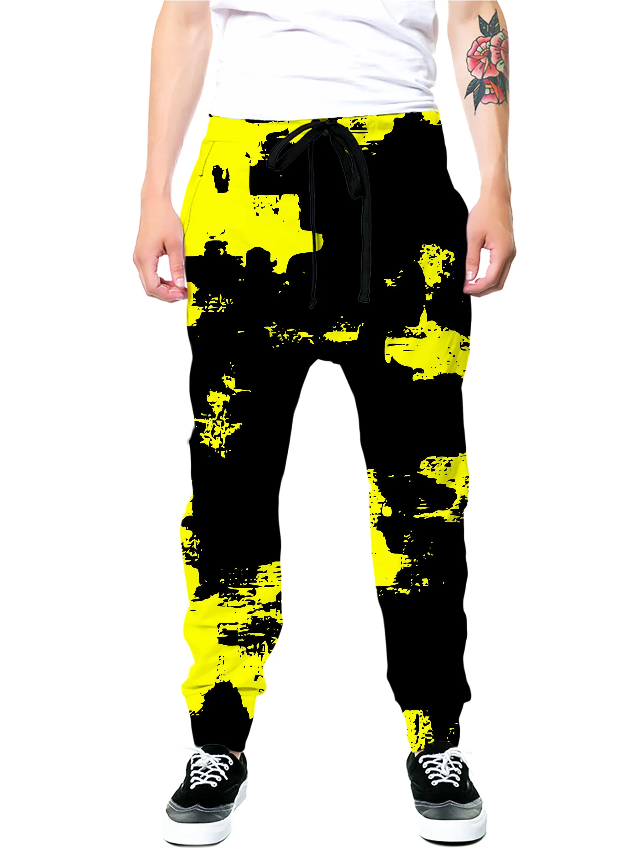 Black and Yellow Abstract T-Shirt and Joggers Combo