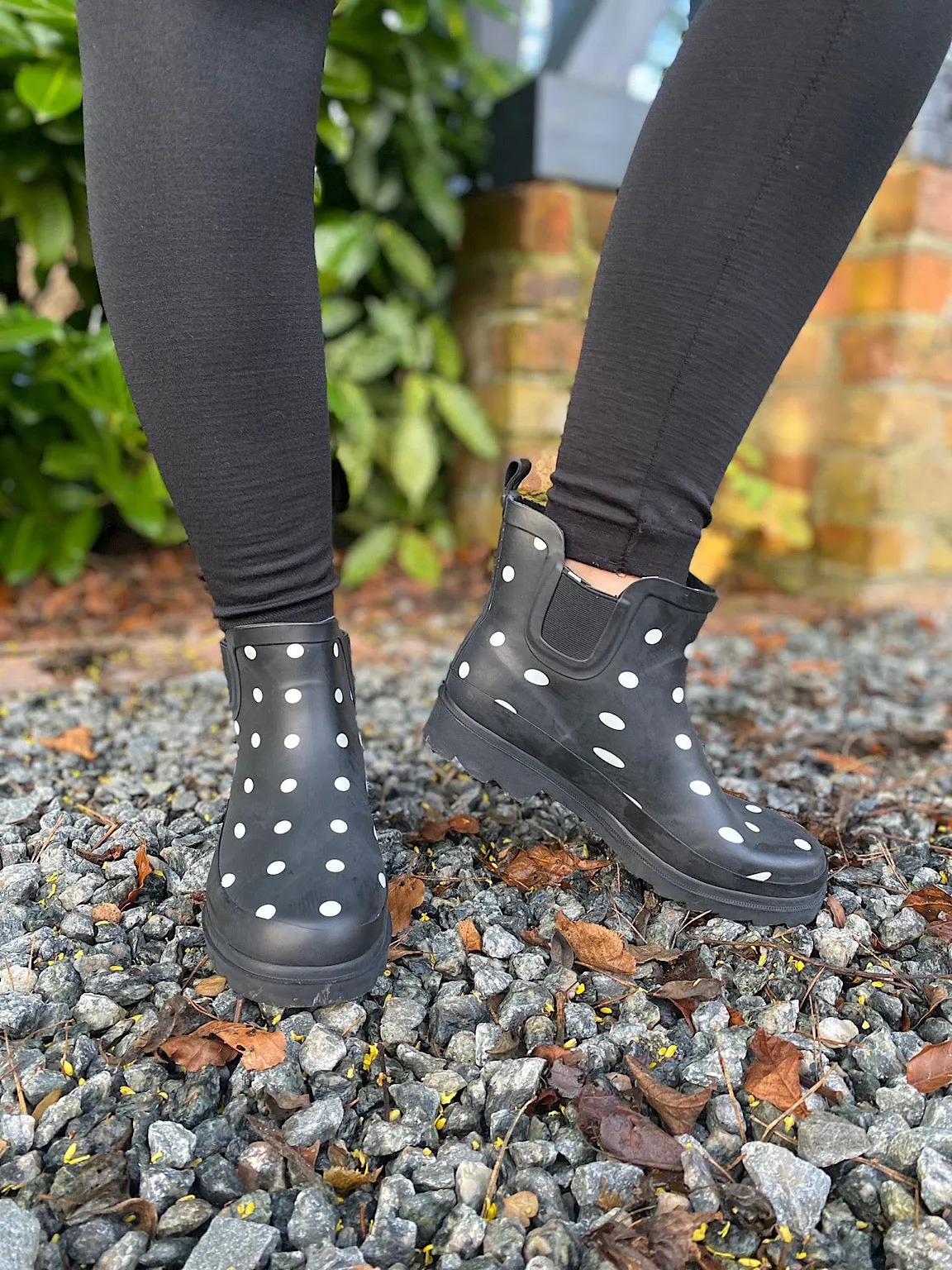 Black Polka Dot Ankle Wellie