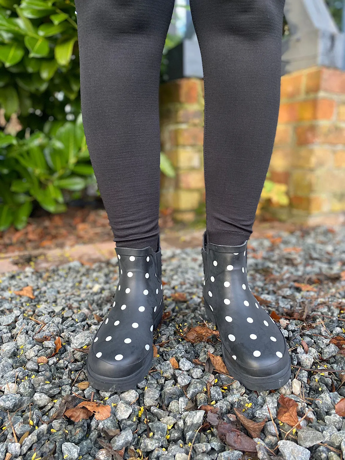 Black Polka Dot Ankle Wellie