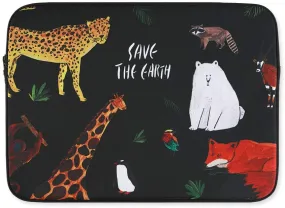 Black Save the earth Graphic iPad 11 13 15 inch Laptop Sleeves Cases Protective Covers Purses Handbags Square Cushion Pouches De