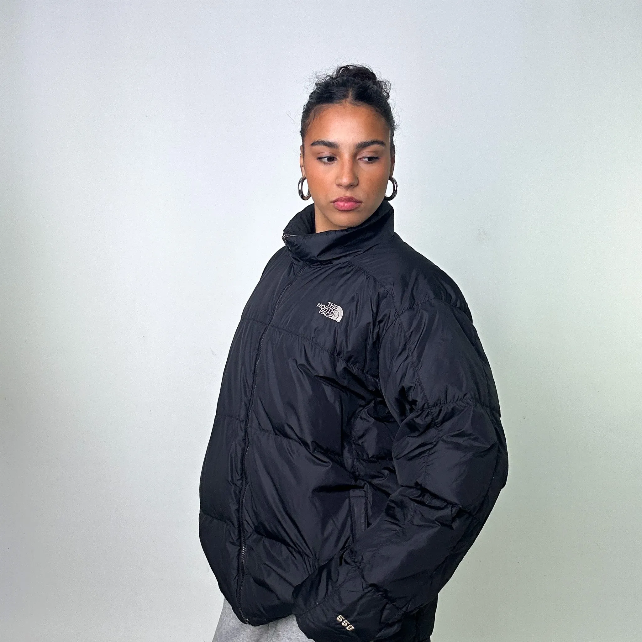 Black The North Face Nuptse 550 Puffer Jacket Coat (XL)