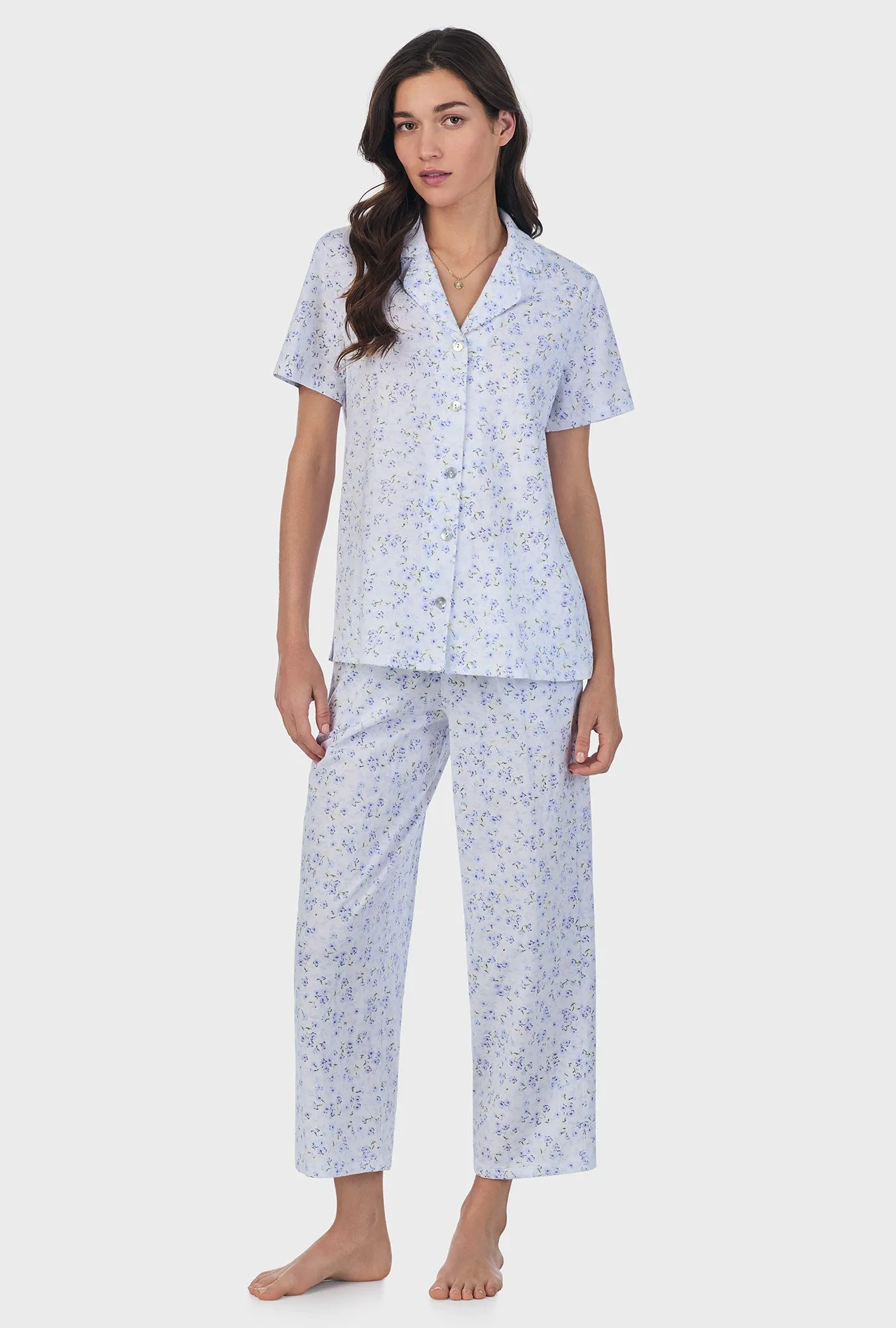 Blue Freesia Cotton Capri Pajama Set