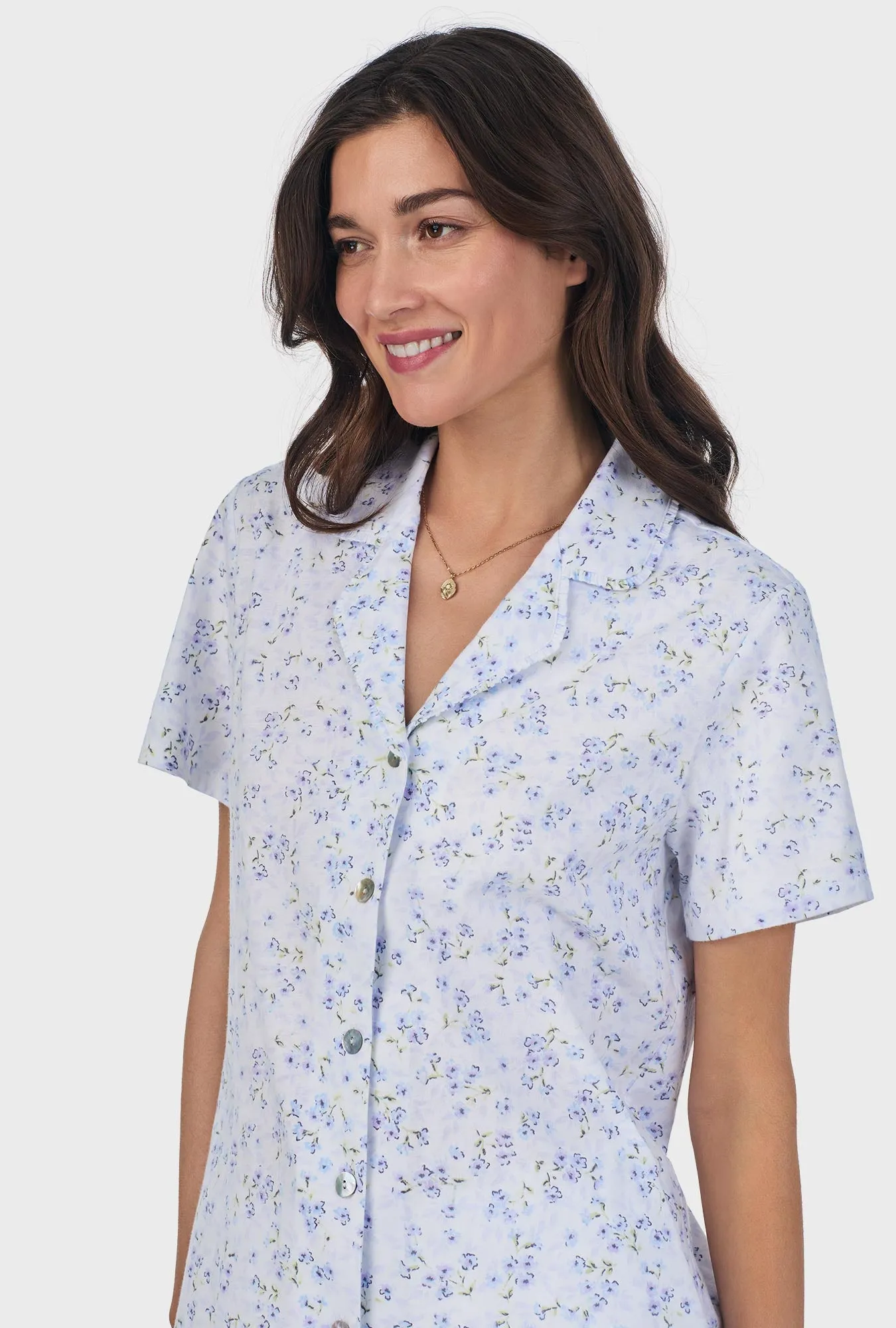 Blue Freesia Cotton Capri Pajama Set