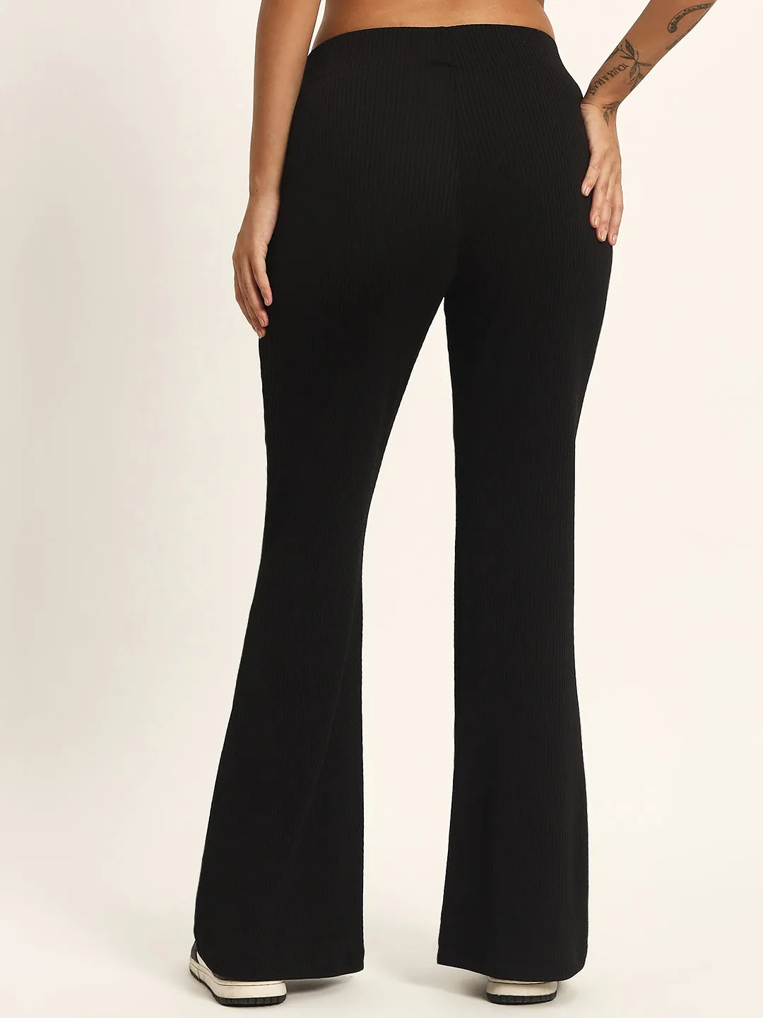 BOOT CUT TROUSERS-BLACK