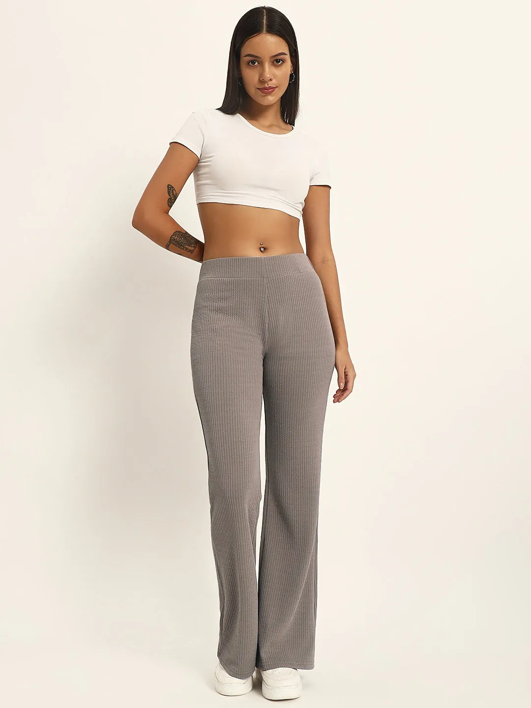 BOOT CUT TROUSERS-GREY