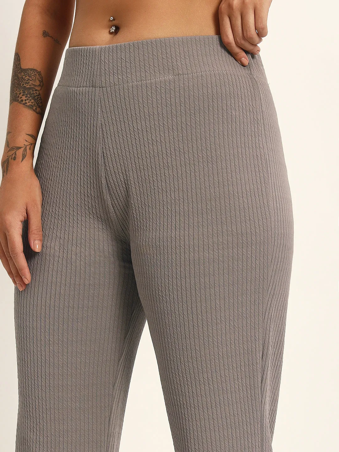 BOOT CUT TROUSERS-GREY