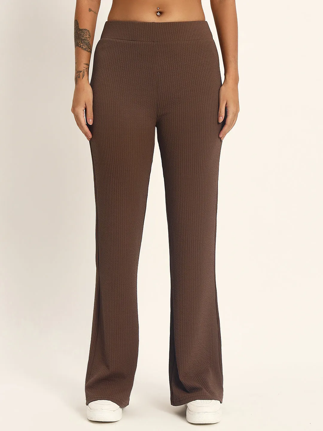 BOOT CUT TROUSERS-LIGHT BROWN