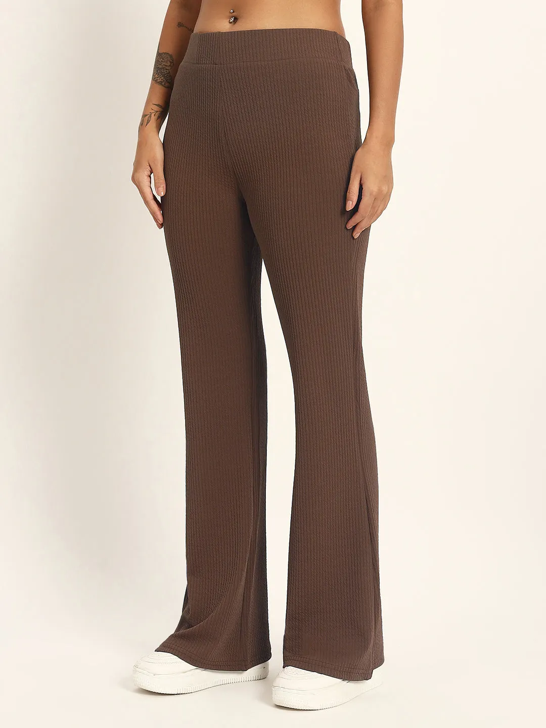 BOOT CUT TROUSERS-LIGHT BROWN