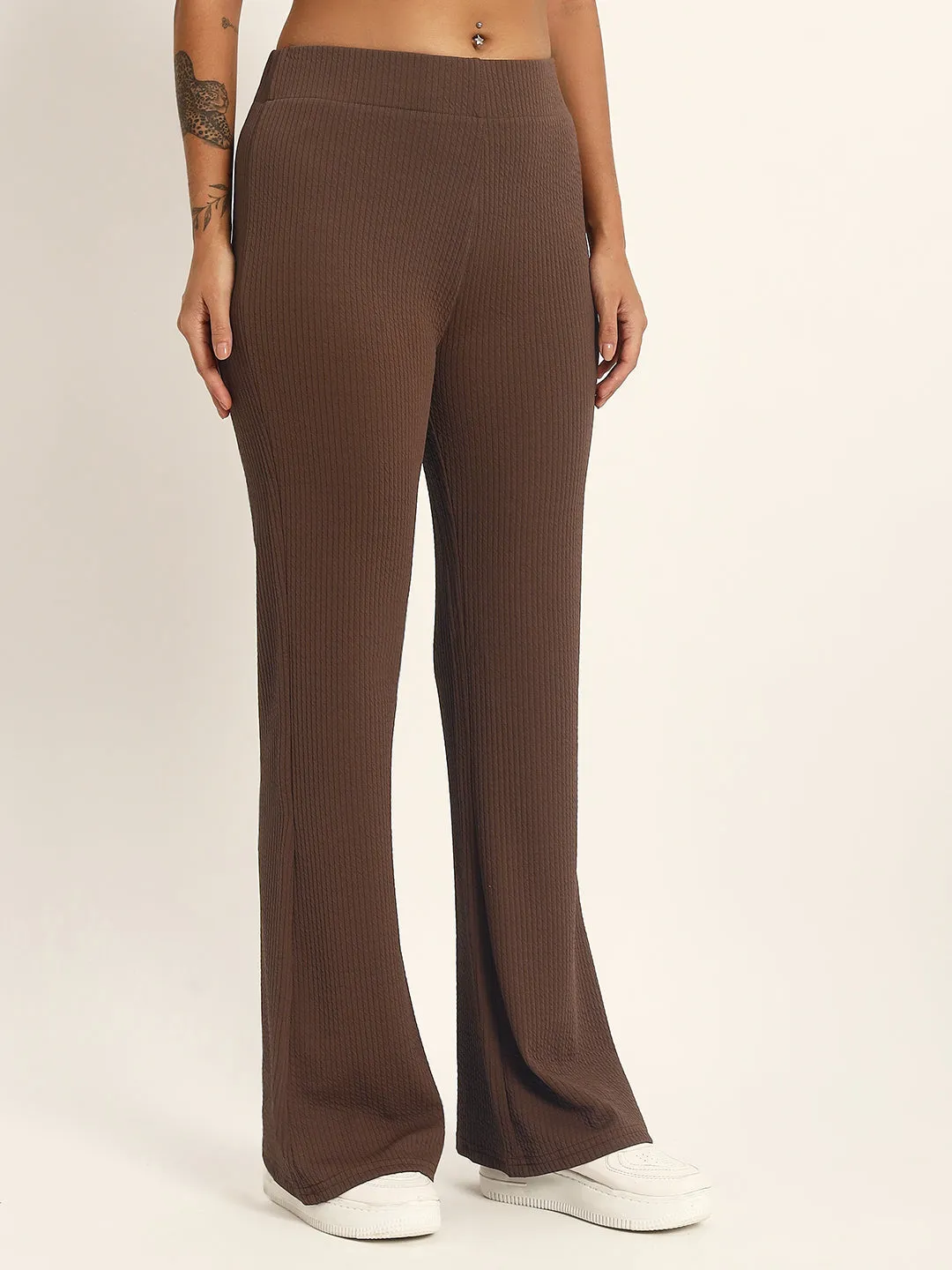 BOOT CUT TROUSERS-LIGHT BROWN