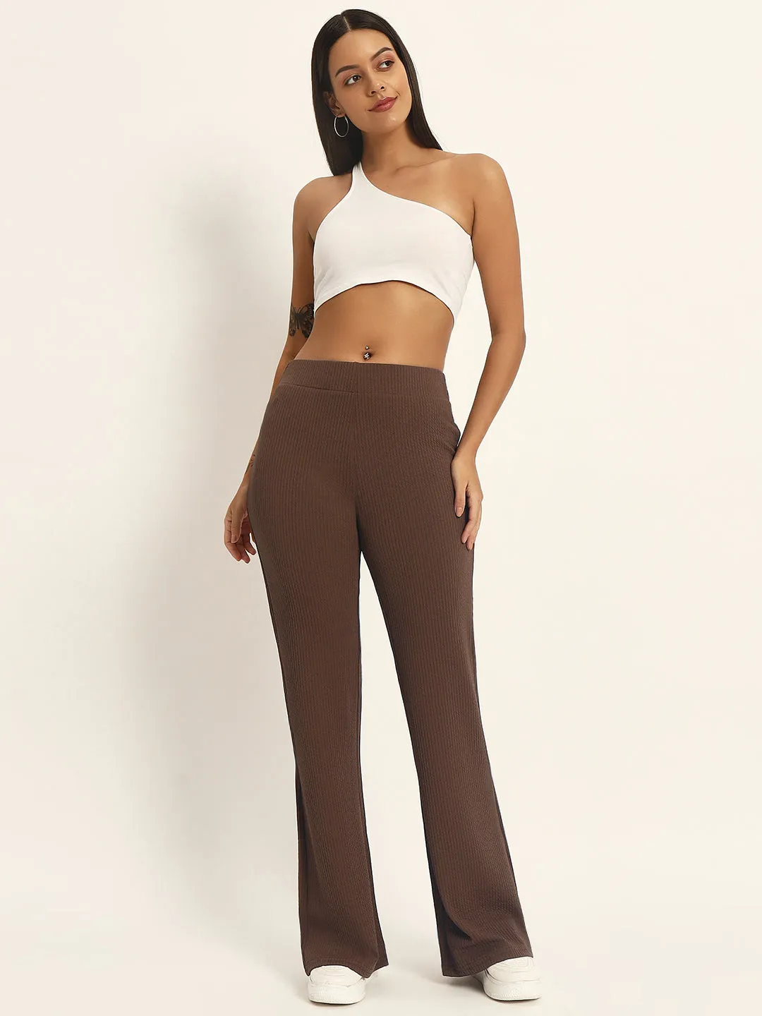 BOOT CUT TROUSERS-LIGHT BROWN