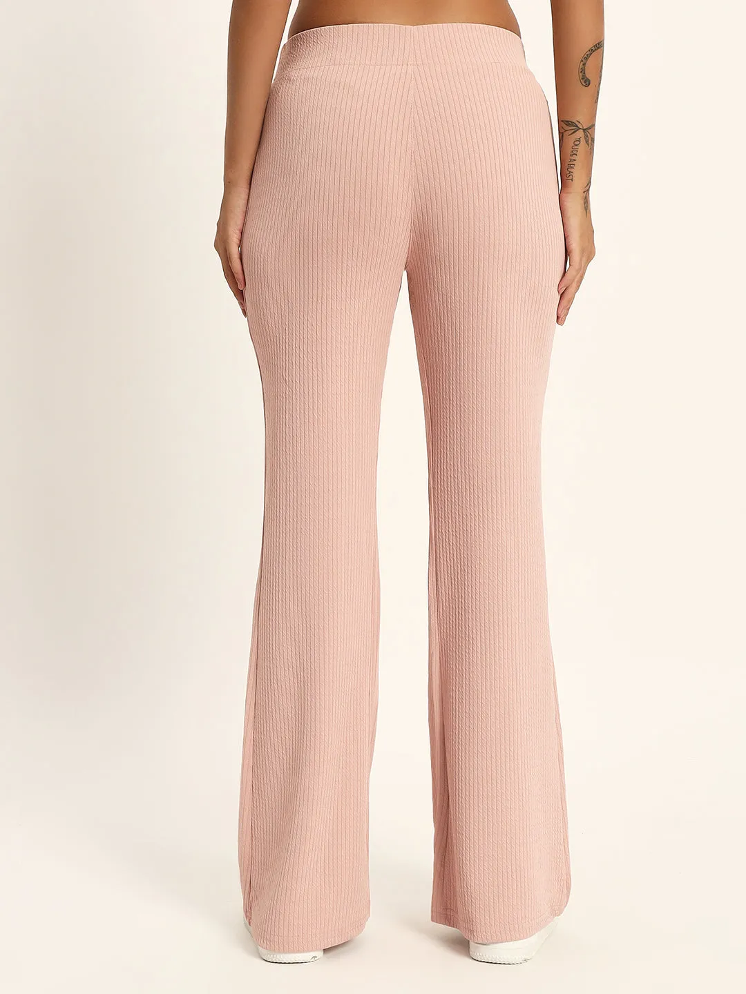 BOOT CUT TROUSERS-LIGHT PINK