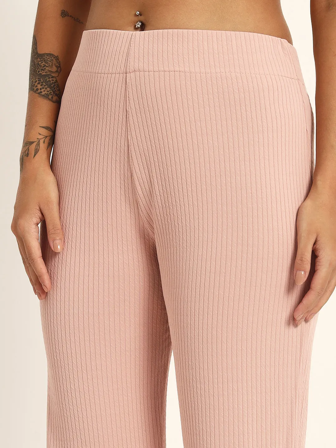 BOOT CUT TROUSERS-LIGHT PINK