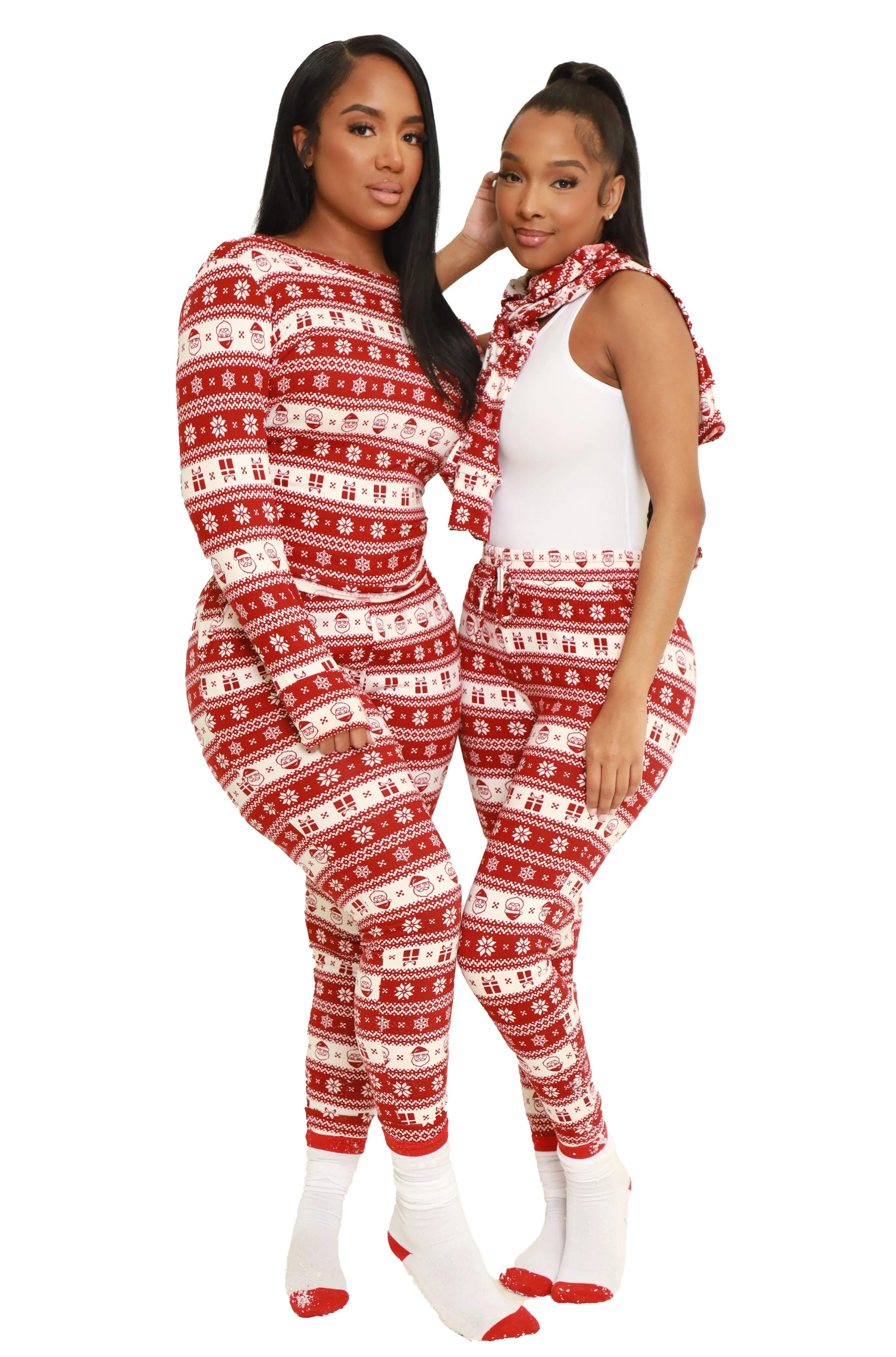 By The Fire Printed Pajama Set - Red