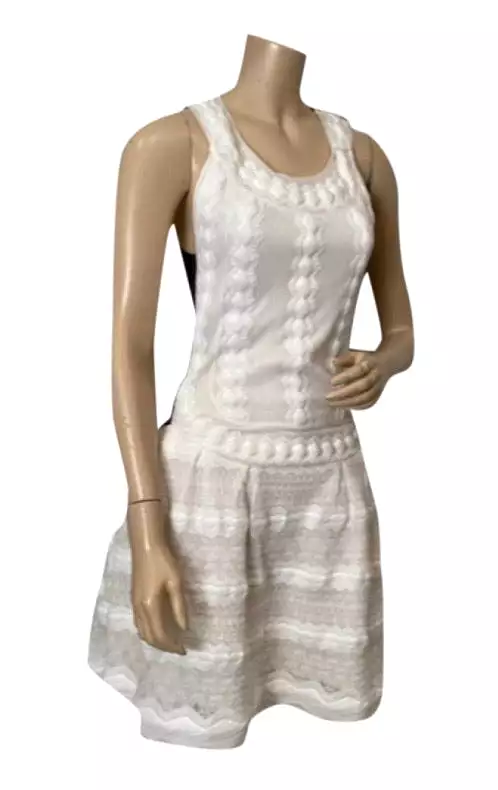 Chanel 2015 Spring Summer Delicate White and Black Dress FR 38 US 4/6