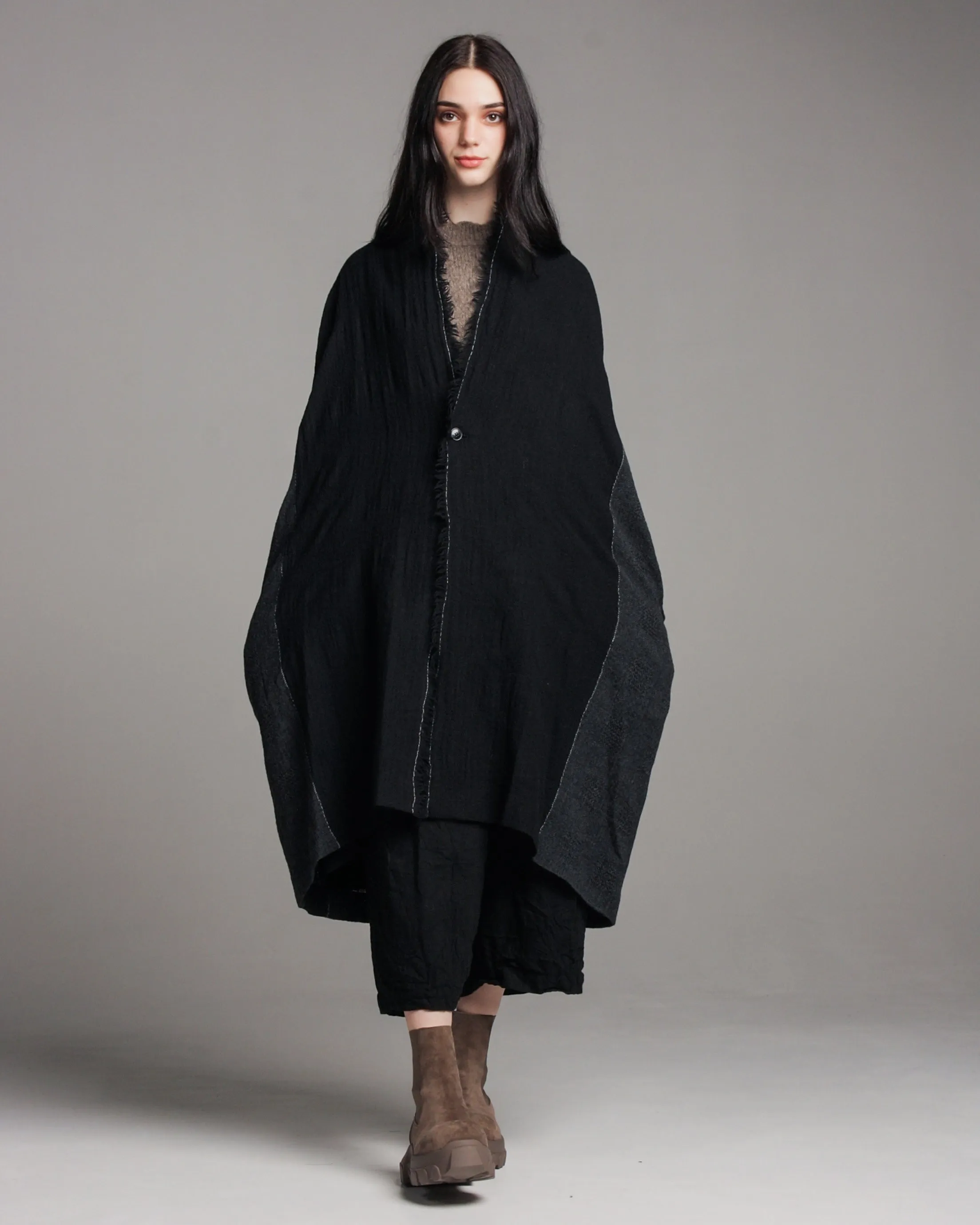 Charcoal Raw Edge Coat