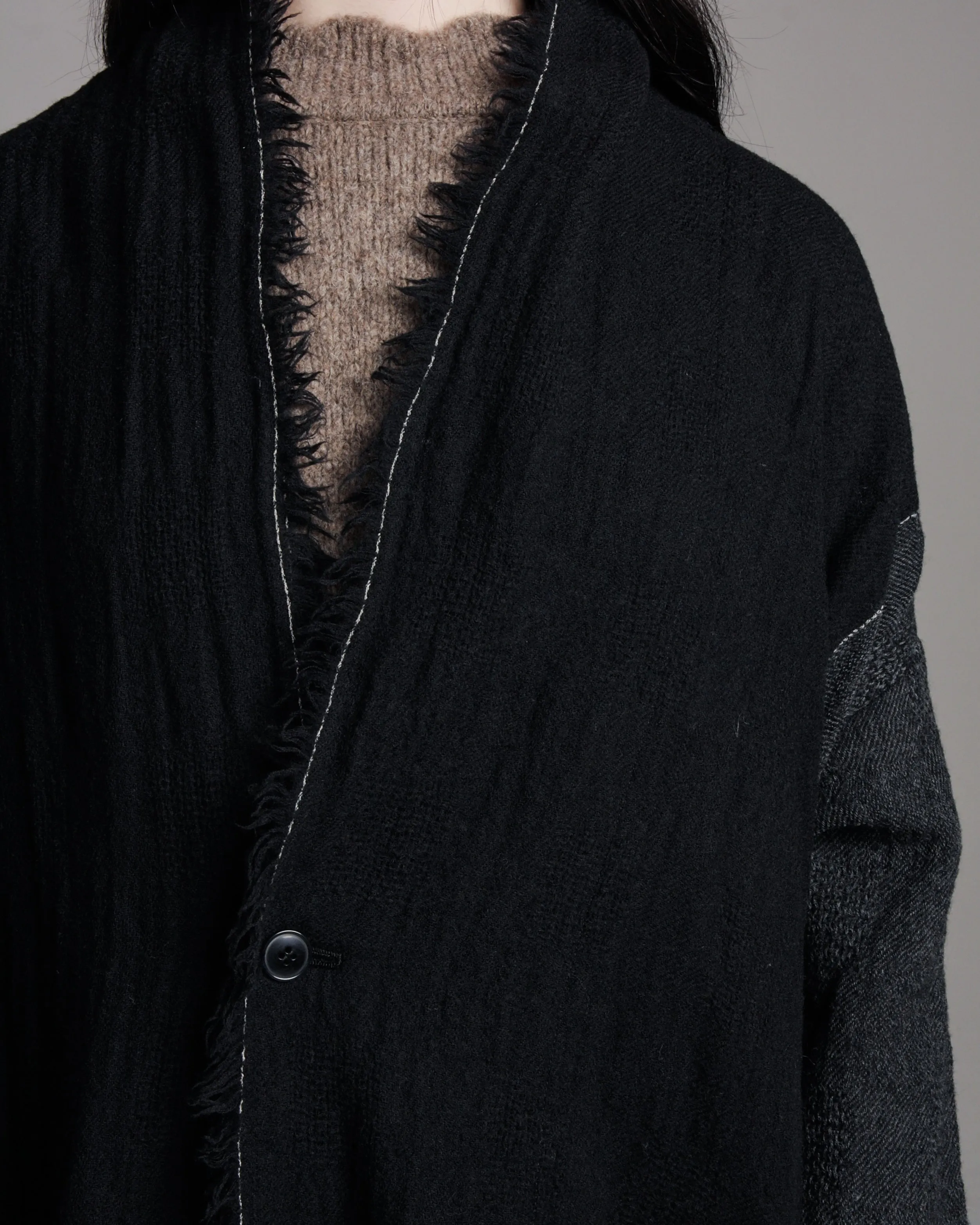 Charcoal Raw Edge Coat