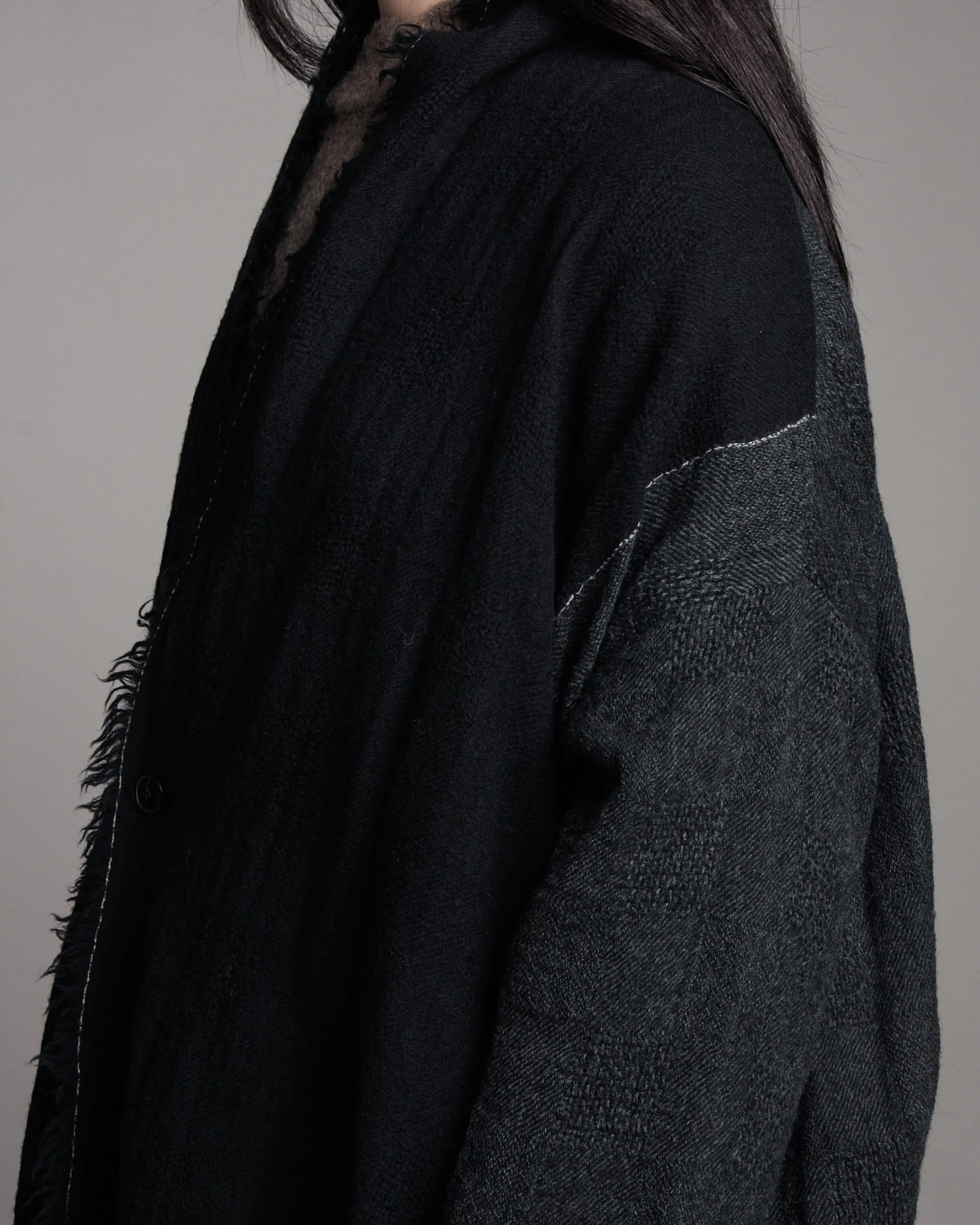 Charcoal Raw Edge Coat