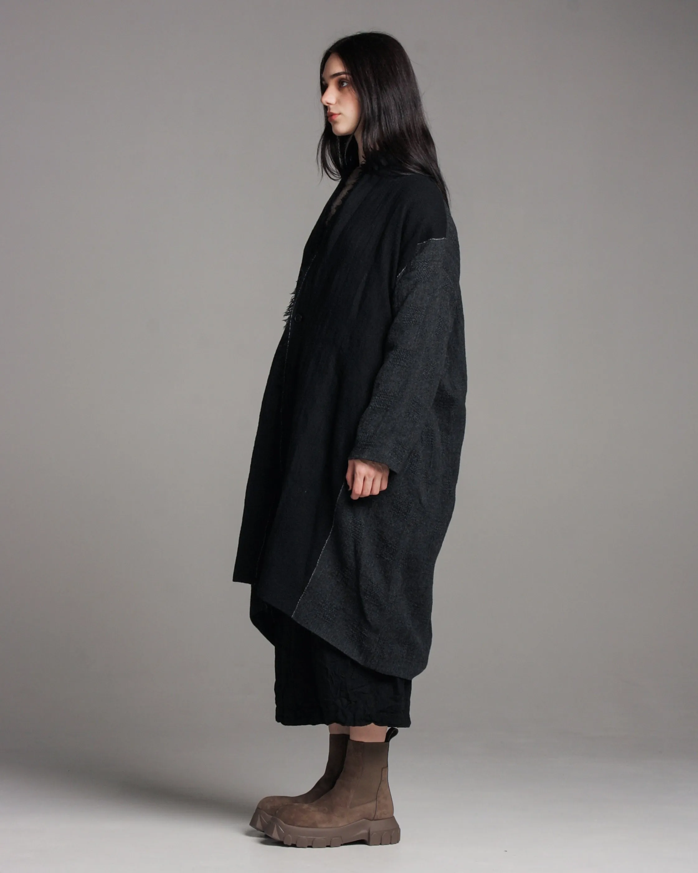 Charcoal Raw Edge Coat