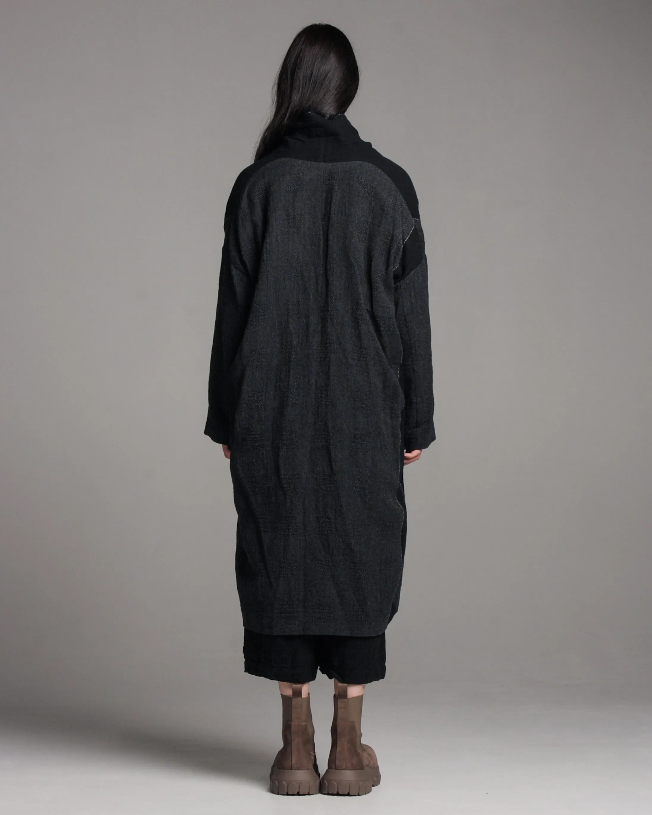 Charcoal Raw Edge Coat