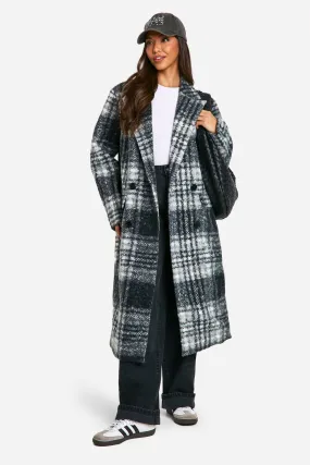 Check Double Breast Wool Look Coat