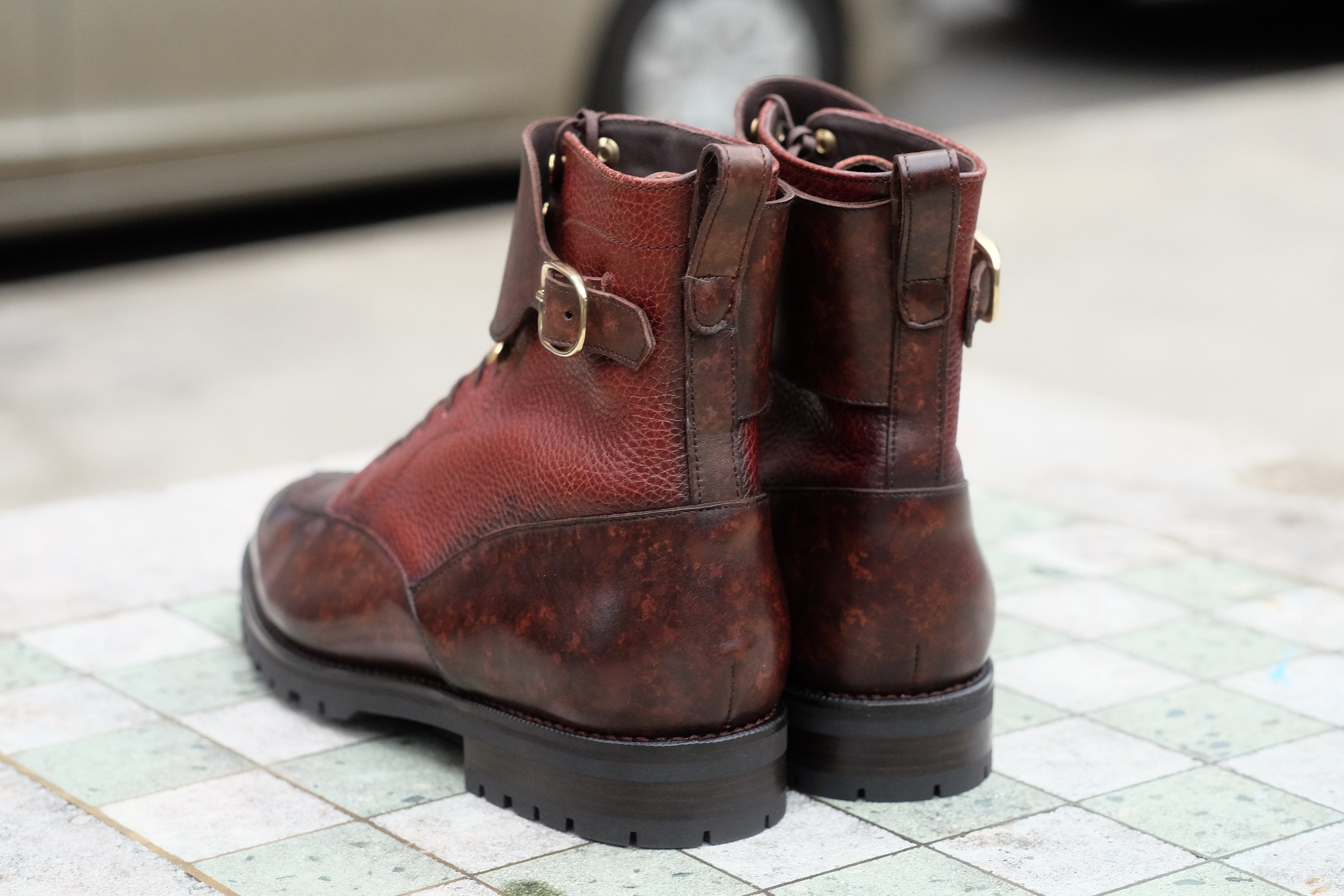 Colville - MTO - Dark Brown Marble Patina / Chestnut Soft Hatch Grain - TMG Last - Commando Sole