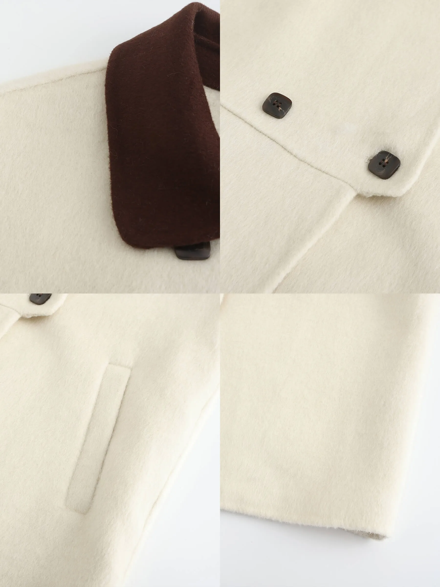 Contrast Coloured Collar Wool Coat