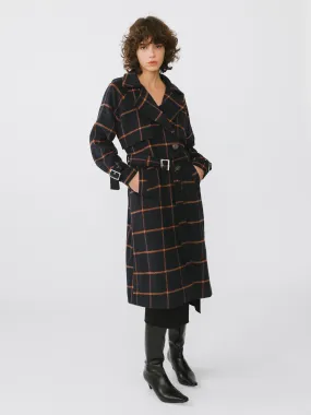 Contrast Plaid Drop Shoulder Coat