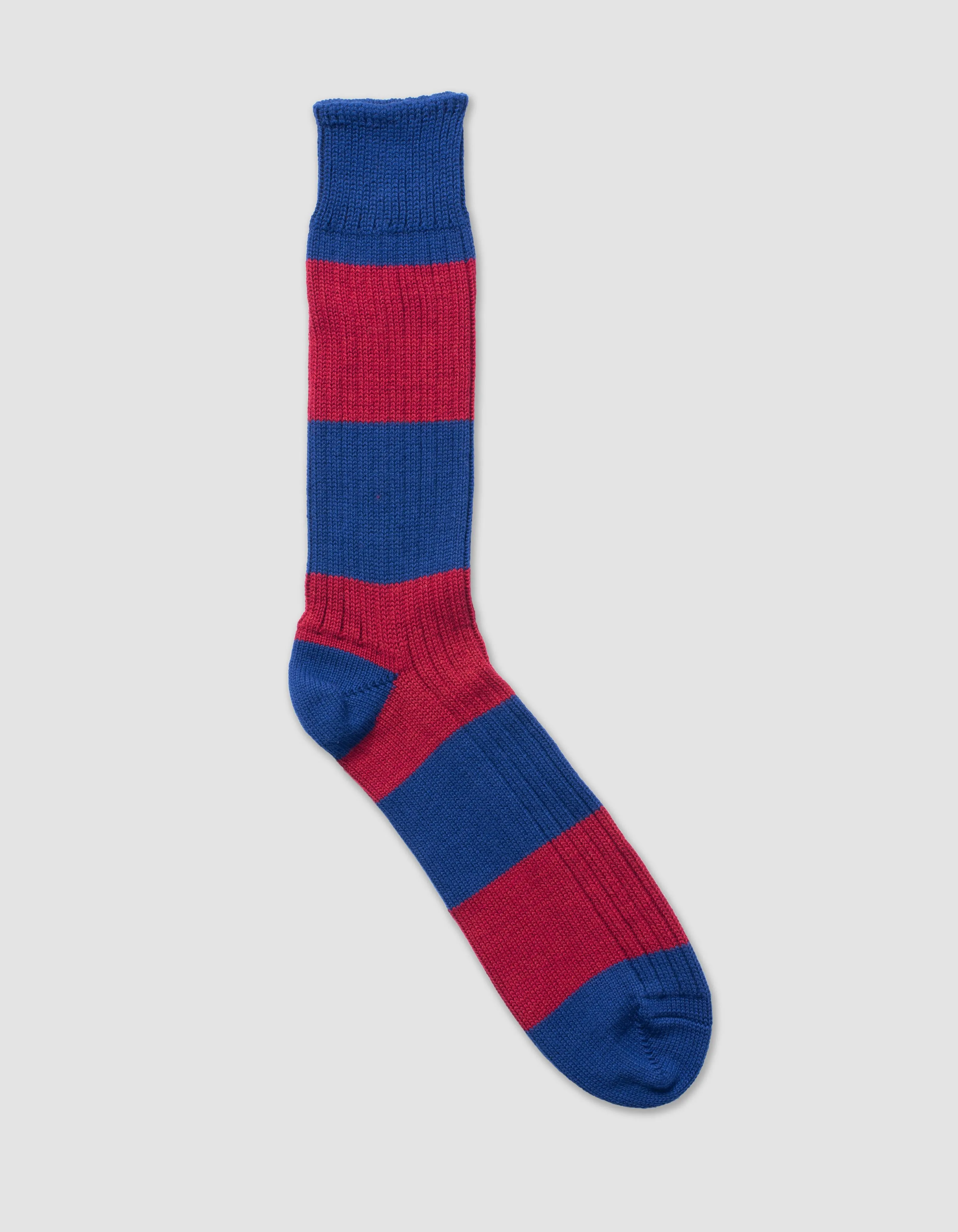 COTTON WIDE STRIPE SOCKS - NAVY/BURGUNDY