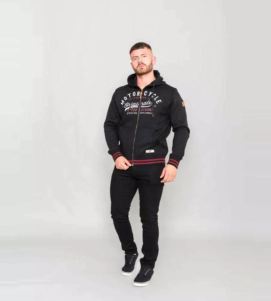 D555 Mens Full Zip Hoodie With Motorcycle Chest Print (PATRICK)