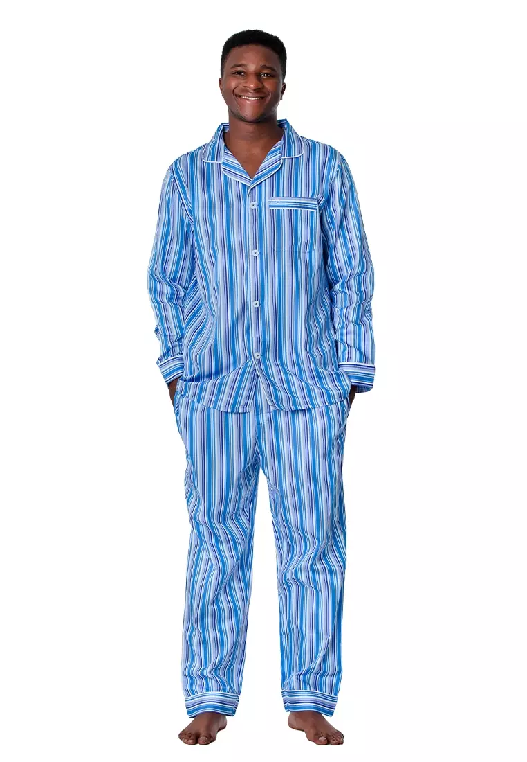 DE LUCCA De Lucca Mens Cotton Long Pajama Set