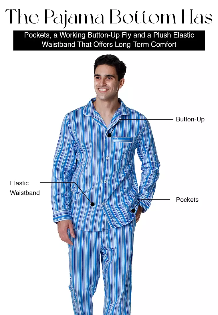 DE LUCCA De Lucca Mens Cotton Long Pajama Set