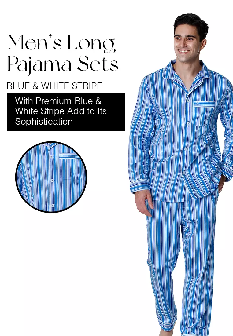 DE LUCCA De Lucca Mens Cotton Long Pajama Set