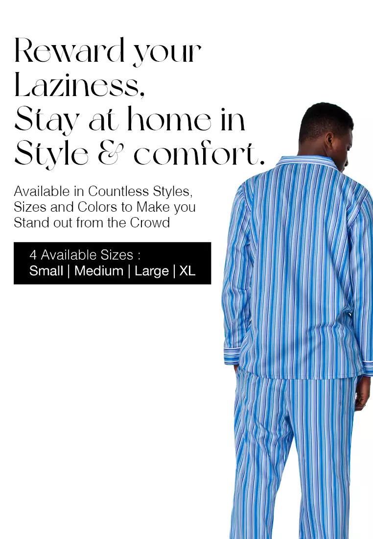 DE LUCCA De Lucca Mens Cotton Long Pajama Set