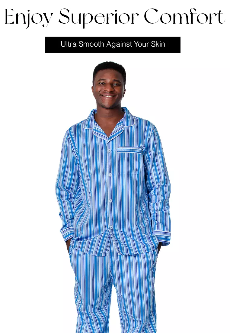 DE LUCCA De Lucca Mens Cotton Long Pajama Set